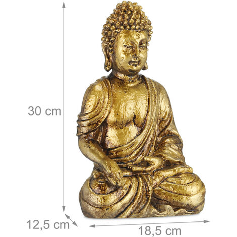 Relaxdays Buddha Figur Garten, wetterfest & frostsicher, Gartenbuddha