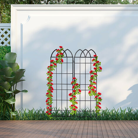 Kletterhilfe Efeu Rosen Relaxdays Rankgitter Metall 2er Set - Rankhilfe Fr  Kletterpflanzen 183 X 51 Cm - Schwarzes Rankspalier Zum Stecken
