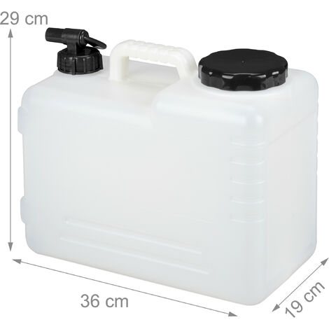 Relaxdays Wasserkanister mit Hahn, 25 Liter, Kunststoff bpa-frei, Weithals  Deckel, Griff, Camping Kanister, weiß/orange