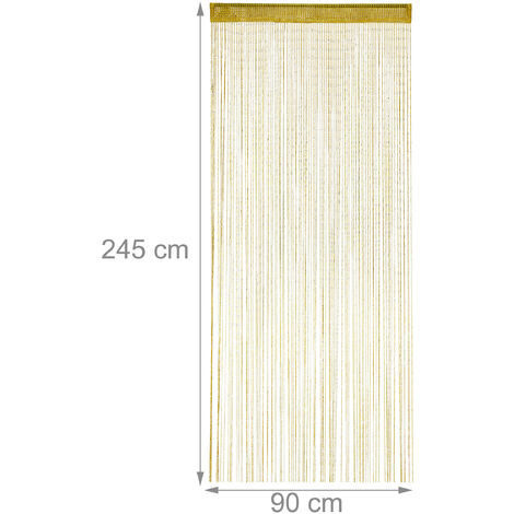 2er Pack Fadenvorhang 100x200cm Gold Vorhang