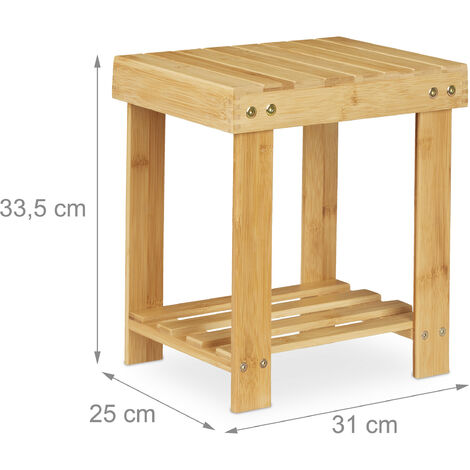 Sgabello Poggiapiedi In Bambù Bianco Relaxdays – 20x33x21,5 Cm, Portata 100 Kg, Ideale Come Rialzo Per Bambini In Bagno
