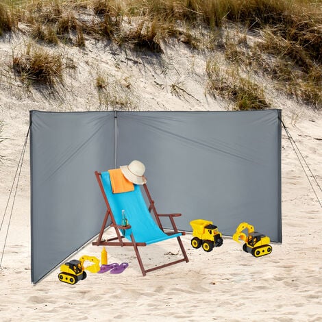 Relaxdays Windschutz, Sichtschutz Camping & Strand, HxB: 1,5 x 4 m,  Stahlstangen, Polyester, mit Heringen