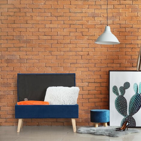 Relaxdays Sitzbank mit Stauraum, Samtbezug, 40 L, gepolstert, Holzbeine, Flur, 2er Truhenbank, 41x80x40 cm, dunkelblau