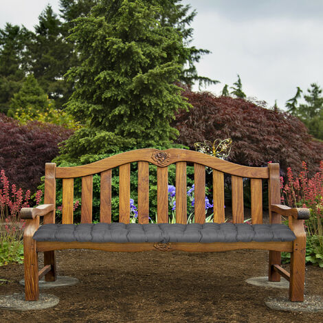 Relaxdays Bankauflage, HBT: 7x180x50 cm, Sitzkissen mit Bändern, für  Gartenbank, Paletten, Polyester, Sitzpolster, grau