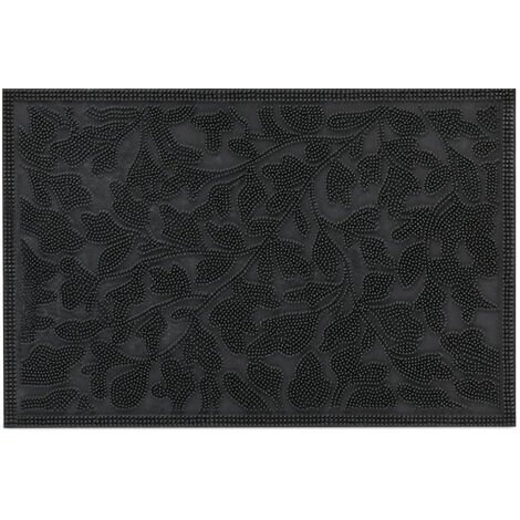 Relaxdays Fußmatte Gummi, 40 x 60 cm, Fußabtreter mit Noppen, innen &  außen, wetterfest, Türvorleger Blätter