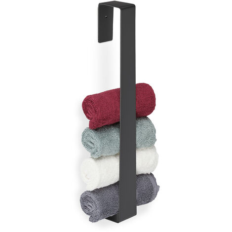 Relaxdays Handtuchhalter ohne Bohren, 45 cm, selbstklebende Handtuchstange, Gästehandtuchhalter Bad, Edelstahl, schwarz