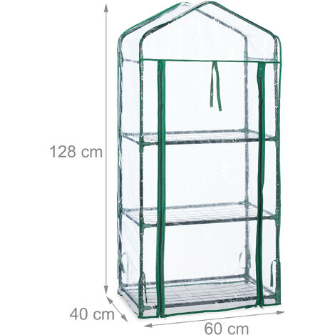 Relaxdays Gewächshaus Balkon 128x60x40cm - 3-stöckig Mit PVC Folie Transparent