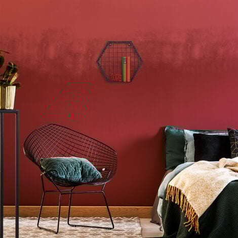 Relaxdays Wandregal 3er Set, Metall, 3 Größen, Gitter-Design, Industrial, Hängeregal Hexagon, Dekoregal Wand, schwarz