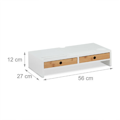 TEAMIX Monitorständer 3er-Set – Holz, Höhenverstellbar, Für 2 Monitore/Laptop, Weiß, MDF