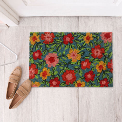 Relaxdays Kokos-Fußmatte – Rote Schmutzfangmatte Mit Punkten, 40x60 Cm, Rutschfeste PVC-Unterseite, Für Innen & Außen