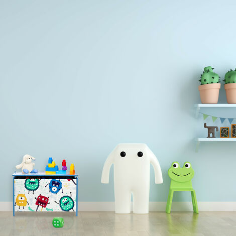 Relaxdays Spielzeugkiste faltbar, Panda, Aufbewahrungsbox mit Stauraum &  Deckel, gepolstert, HBT 34 x 49 x 31 cm, weiß