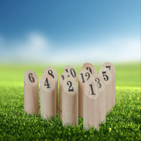 SUBTLETY Kubb Wikingerspiel Aus Holz – Wurfspiel Mit Tragetasche, Für Garten, Strand Oder Park