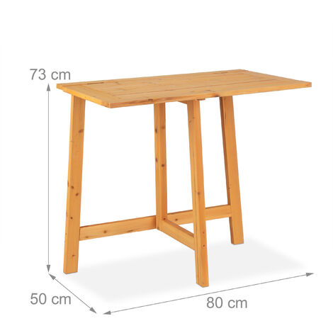 Relaxdays Klapptisch, Holz, Terrassentisch rechteckig, Outdoor, Balkon & Garten, Wandklapptisch, HBT: 73x80x50 cm, natur