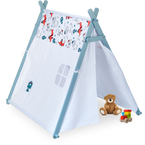 Relaxdays Spielzelt Haus-Design 130x95x125 Cm - Rosa/Grau Kinderzelt Mit Großem Eingang
