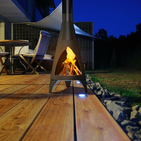 Relaxdays Terrassenofen, mit Schürhaken, Gartenkamin aus Stahl