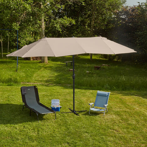 Bigroof Sonnenschirm Doppelseitig – 4,5 M X 2,7 M, Mit Kurbel Und Basis, Extra Groß Für Terrasse & Garten