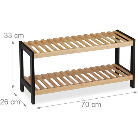 Relaxdays Schuhregal Aus Bambus - 2 Ebenen, 70cm Breit Für Bis Zu 6 Paar Schuhe