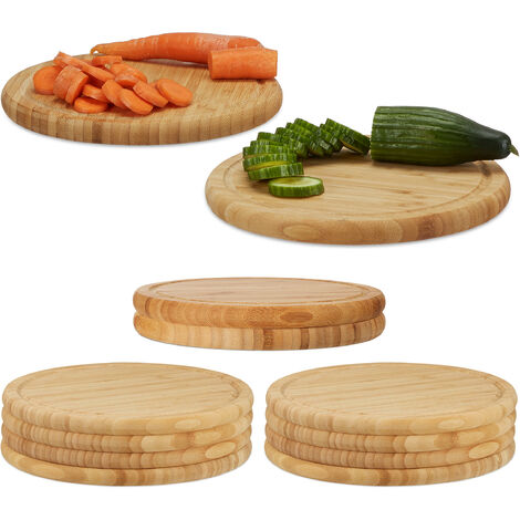 12 x Frühstücksbrettchen, rund, Bambus, Ø 30 cm, Küchenbrett, pflegeleicht, natürlich, messerschonend, Brotbrett, natur