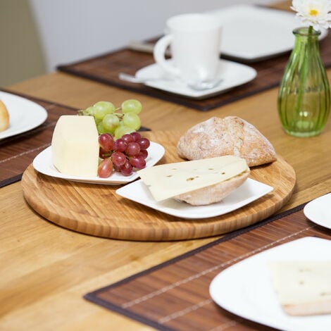 4 x Servierplatte Käse, Obst, 33 zum Wurst, Servierteller Anrichten, cm, für Bambusteller rund, Ø Bambus