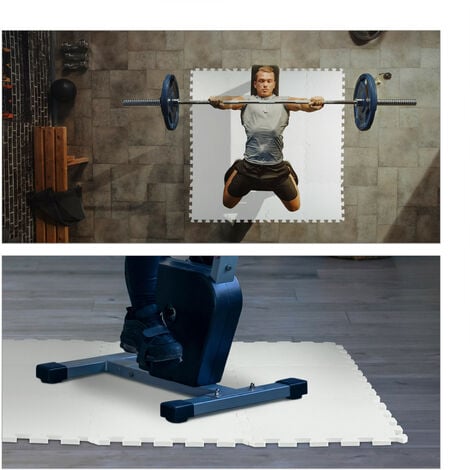 48 x Bodenschutzmatte, 30x30cm, Unterlegmatte, für Fitness & Sportgeräte, 4,32 m², Lärm- & Trittschutz, weiß