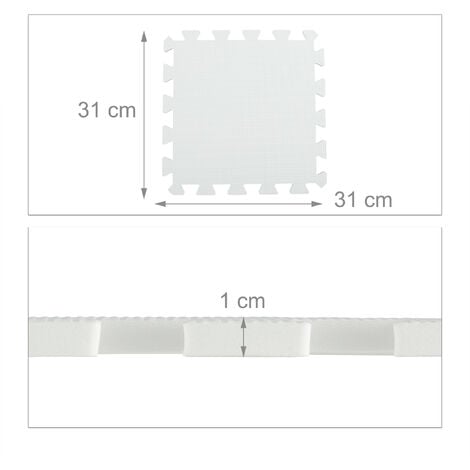 48 x Bodenschutzmatte, 30x30cm, Unterlegmatte, für Fitness & Sportgeräte, 4,32 m², Lärm- & Trittschutz, weiß