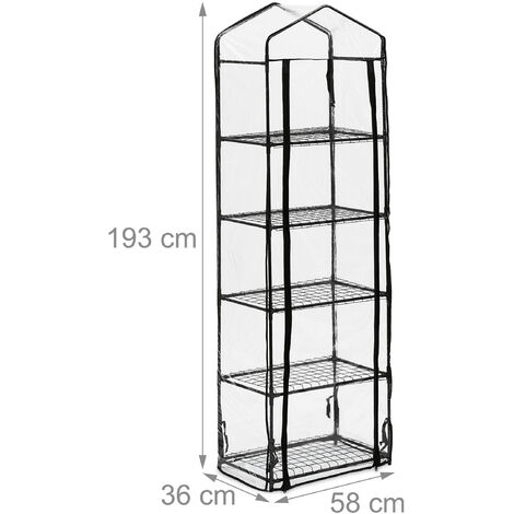 Serre de Balcon, 5 étagères, Fer, bâche en PVC, H x L x P : 193 x 58 x