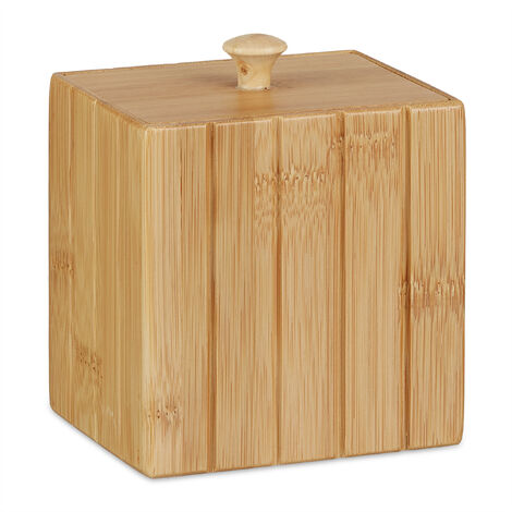 2 x Aufbewahrungsbox mit Deckel, klein, Ordnungsbox Bambus, Vorratsdose,  HBT: 11,5 x 10 x 8