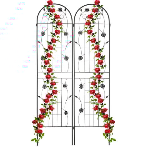 Relaxdays Rankgitter, 2er Set, HxB 200 x 50 cm, Metall, Rankhilfe für