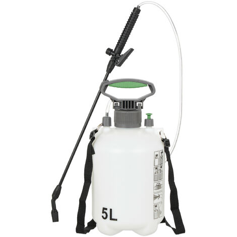 Relaxdays Drucksprüher 5 Liter - Verstellbare Düse Mit Tragegurt Für Garten