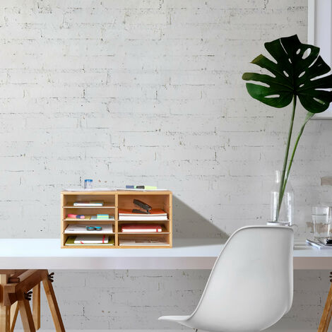 Relaxdays Dokumentenablage Bambus, DIN A4, 8 Fcher, Bro Organizer, HxBxT:  25 x 49 x 31 cm, Schreibtischablage, natur