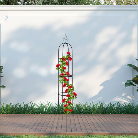 Relaxdays Rankhilfe Obelisk, 200 cm hoch, Ranksäule für Kletterpflanzen
