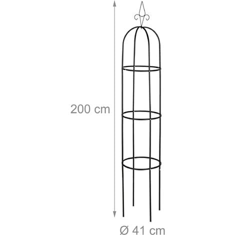 Relaxdays Rankhilfe Obelisk, 2er Set, 200 cm hoch, Ranksäule für