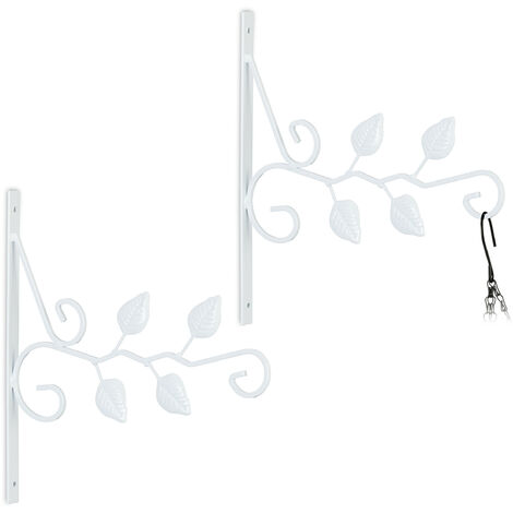 Relaxdays Plantenhaak Met Vlinder - Set Van 2, Zwart Ijzer, Voor Binnen En Buiten, Wandmontage