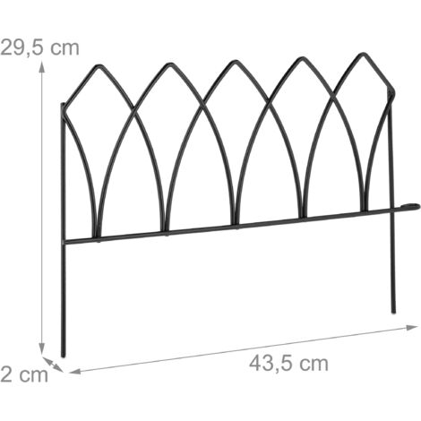 Relaxdays Beetzaun Metall, HxB je 29,5x43,5 cm, Garten Beeteinfassung
