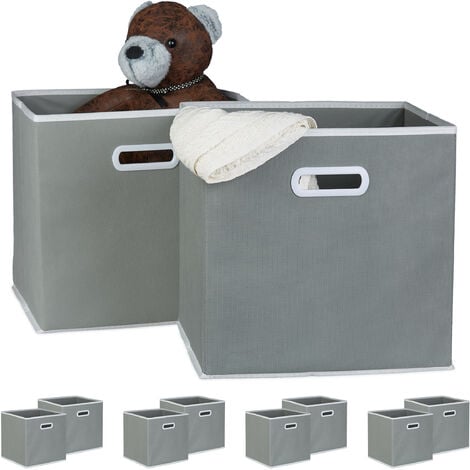 10 x Faltbox, mit praktischen Griff, quadratisch, 30 x 30 cm, Stoff  Aufbewahrungsbox ohne Deckel, Regalbox