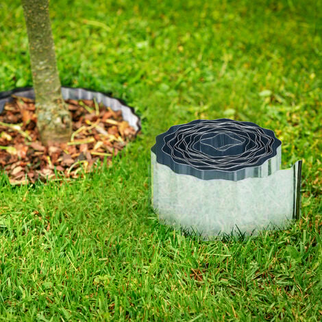Relaxdays Rasenkante 6m, Beetbegrenzung aus Metall, verzinkt, flexibel