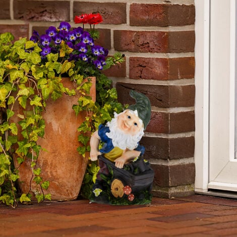 Relaxdays Gartenzwerg mit Schubkarre, wetterfest, frostsicher, HxBxT