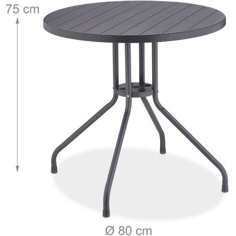 Relaxdays Gartentisch, H x Ø 75 x 80 cm, Balkontisch in Holzoptik