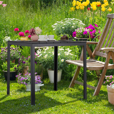 Relaxdays Gartentisch, HxBxT 74x78x78 cm, Balkontisch Holzoptik