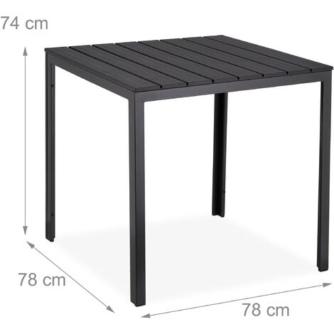 Relaxdays Gartentisch, HxBxT 74x78x78 cm, Balkontisch Holzoptik