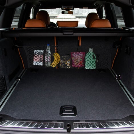 Relaxdays Gepäcknetz fürs Auto, elastisches Aufbewahrungsnetz, Kopfstütze,  Kofferraumnetz mit Haken, universal, schwarz