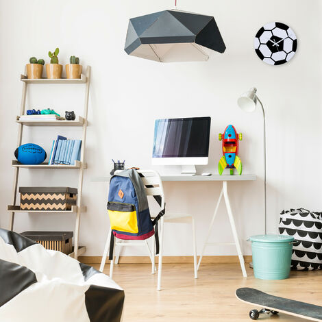 Personalisiert Wanduhr Kinder Mit Name - Fußball Motiv 19,5cm Schwarz