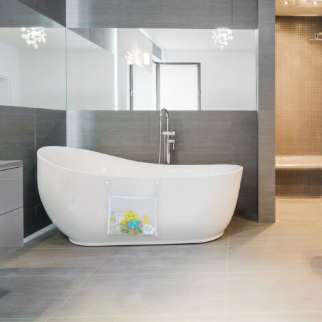 Badespielzeug-Aufbewahrungsnetz – Schnell Trocknend, Mit 2 Saugnäpfen, 35x39 Cm, Für Badewanne & Dusche – Blau/Grau, Waschbar