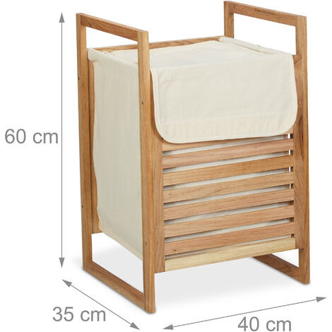 RIDDER Wäschekorb Beach Grün 37x50cm - Bambus Naturmaterial - Mit Baumwollsack