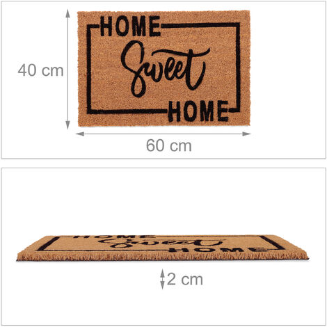 Relaxdays Fußmatte Kokos, Türvorleger Home Sweet Home, 60 x 40 cm,  rutschfest, wetterfest, innen & außen, | Fußmatten