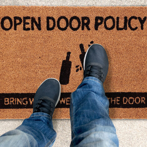 Relaxdays Kokos Fußmatte Arrival Departure - 40x60cm Flugzeug Motiv Türvorleger