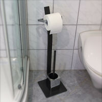 WC Garnitur GRAO Stahl Metall anthrazit Rollenhalter Toilettenbürste WC Ständer 