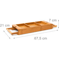 7 x 67,5 x 21 cm Badewannenablage ausziehbar aus Bambus HxBxT Gewicht 1.1 kg 