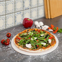 runder Pizzastein aus Cordierit 2 teiliges Pizza-Set für Backofen und Grill Pizzaschaufel Pizzaschieber mit langem Griff