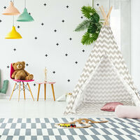 HxBxT: 160 x 115 x 115 cm Wigwam Kinderzelt Spielzelt mit Boden inklusive Tragetasche weiß-grau Relaxdays 10028907 Tipi Zelt 
